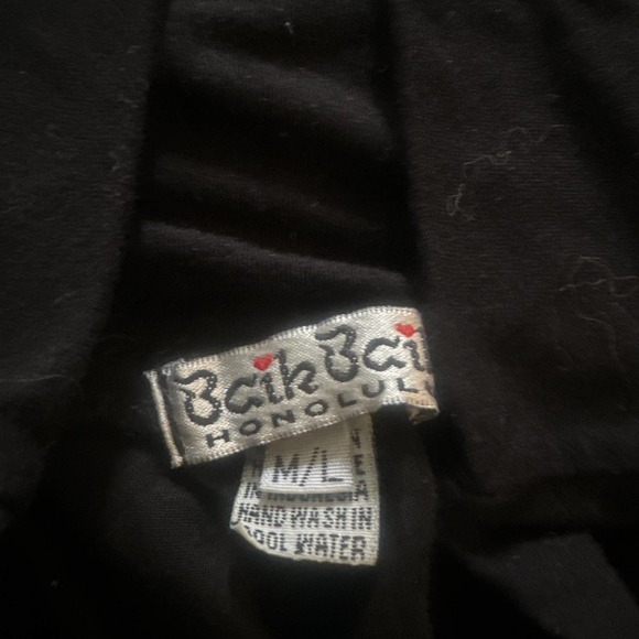 M L Baik Baik Honolulu Black Cropped Ruffle Bottom Wide Leg Pants Foldover Waist - Picture 4 of 5